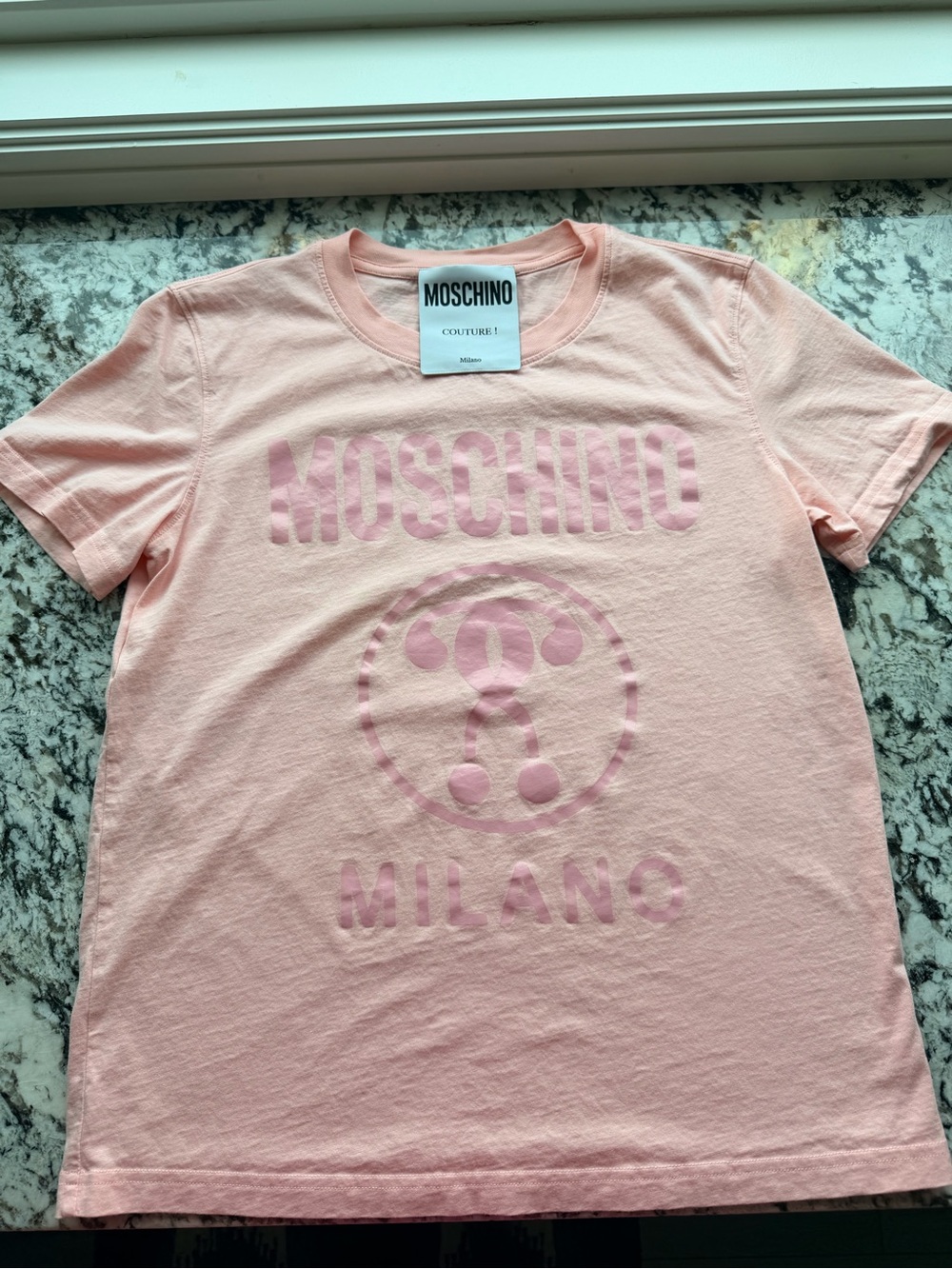 Moschino Couture Light Pink Logo Short Sleeve Tee